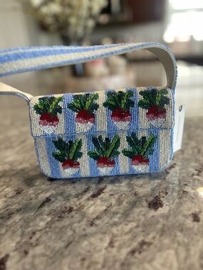 Anthropologie Striped Radish Beaded Bag